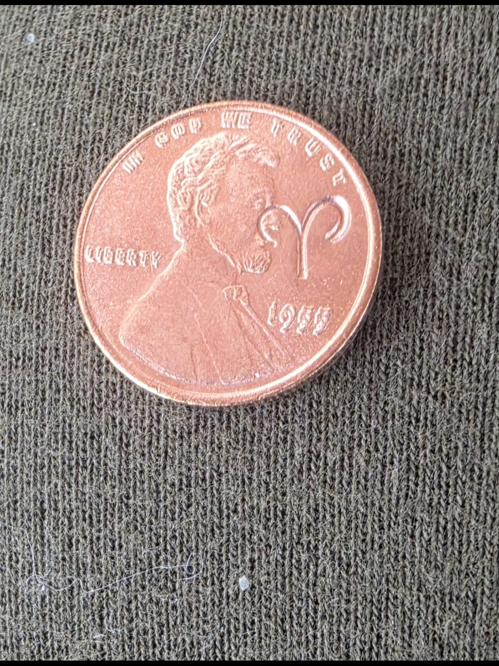 1955 DDO Double Date Lincoln Penny Restrike Piece With Symbol